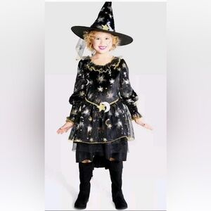 HYDE & EEK Light up Moon & Star witch Halloween costume dress with hat -small